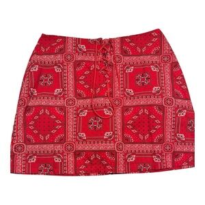 Zoey Beth Women Red Paisley Patchwork Skirt Size Extra Large